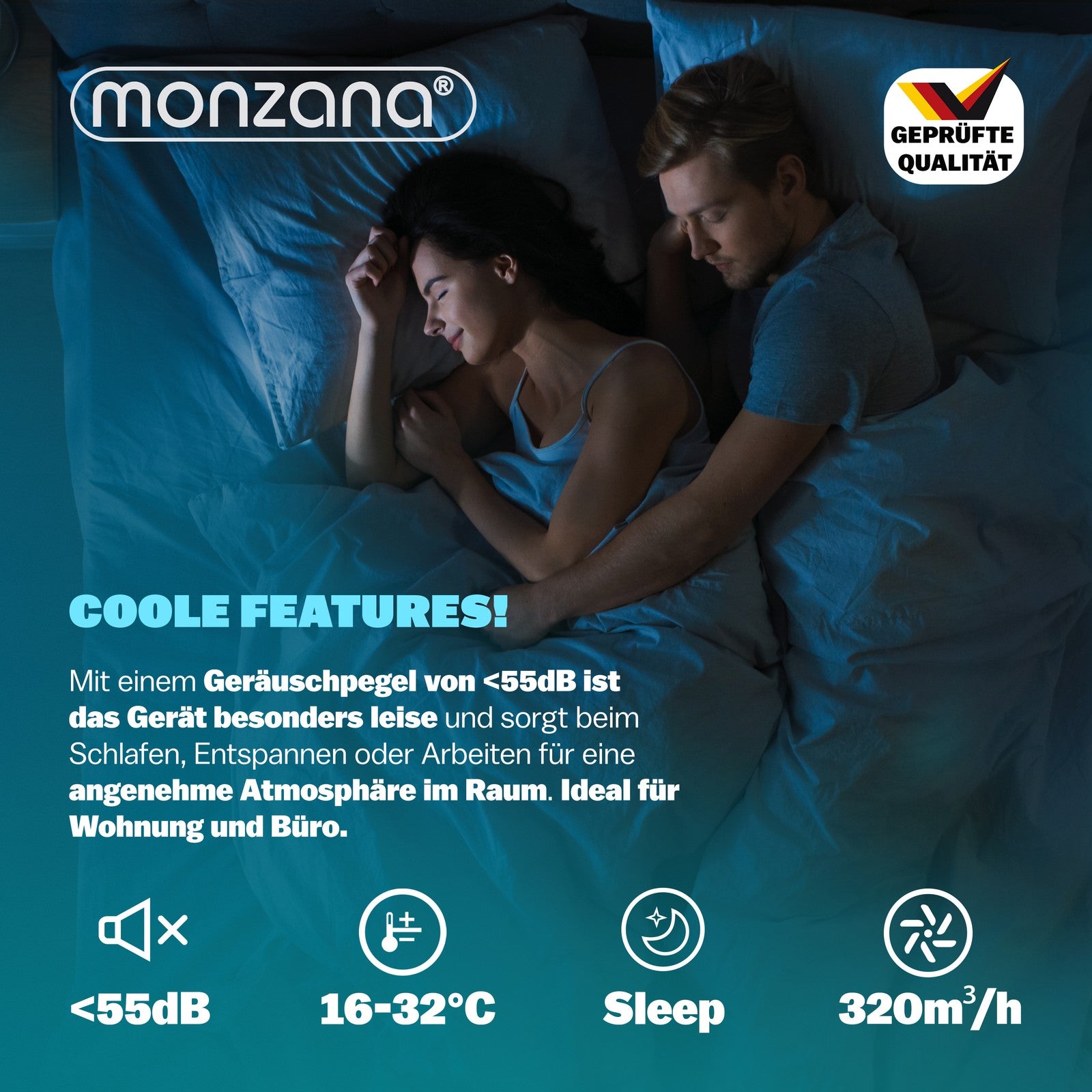 MONZANA® Lokale Klimaanlage Mobiles Klimagerät 3In1 7000 BTU Luftentfeuchte
