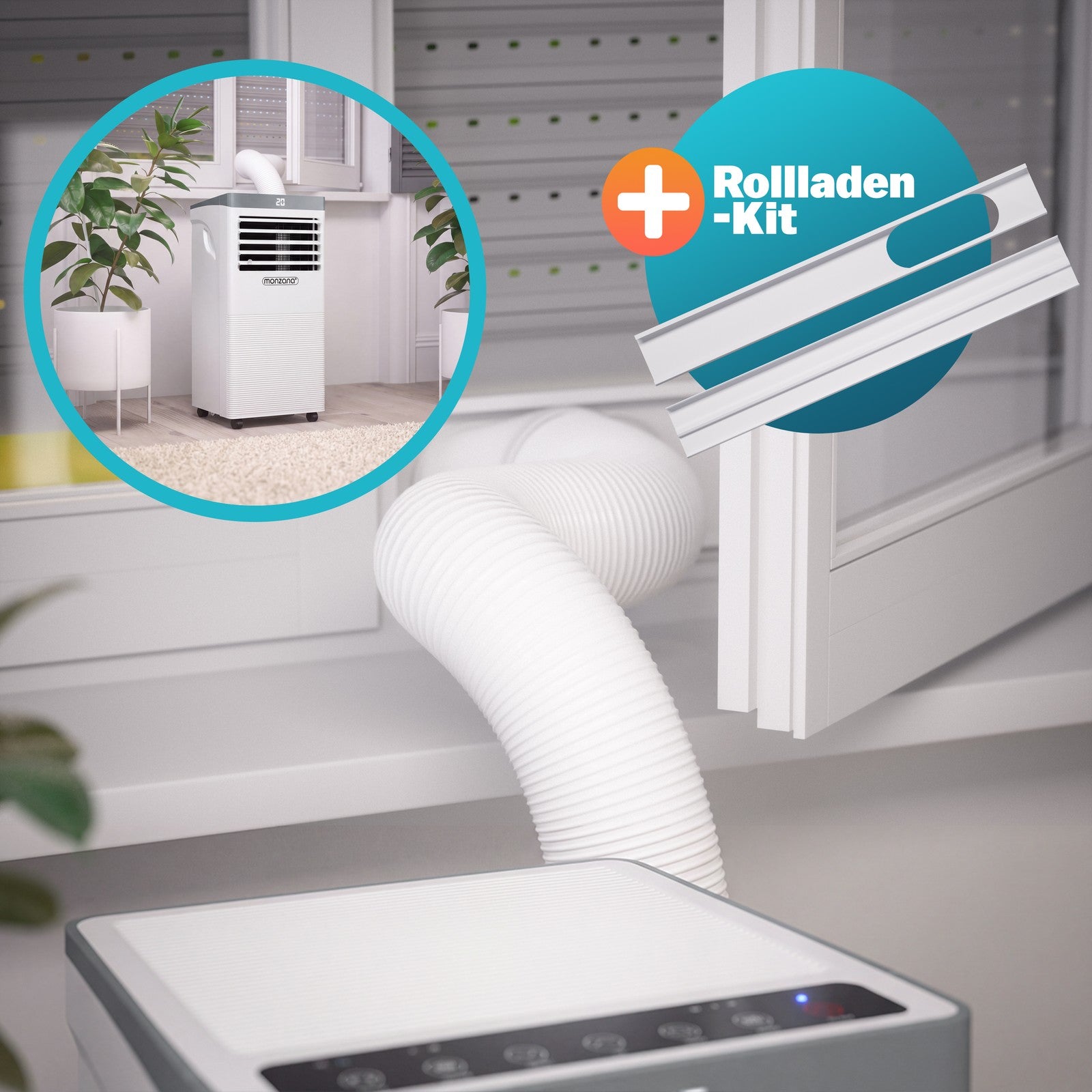 MONZANA® Lokale Klimaanlage Mobiles Klimagerät 3In1 7000 BTU Luftentfeuchte