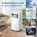 4 in 1 Mobiles Klimagerät, 7000 BTU Mobile Klimaanlage Mit Kühlung, Luftzirkulation, Entfeuchtung, Portable Air Conditioner Mit Fernbedienung, Abluftschlauch, Sleep-Modus, 2,1 Kw Für Räume Bis 20 M²