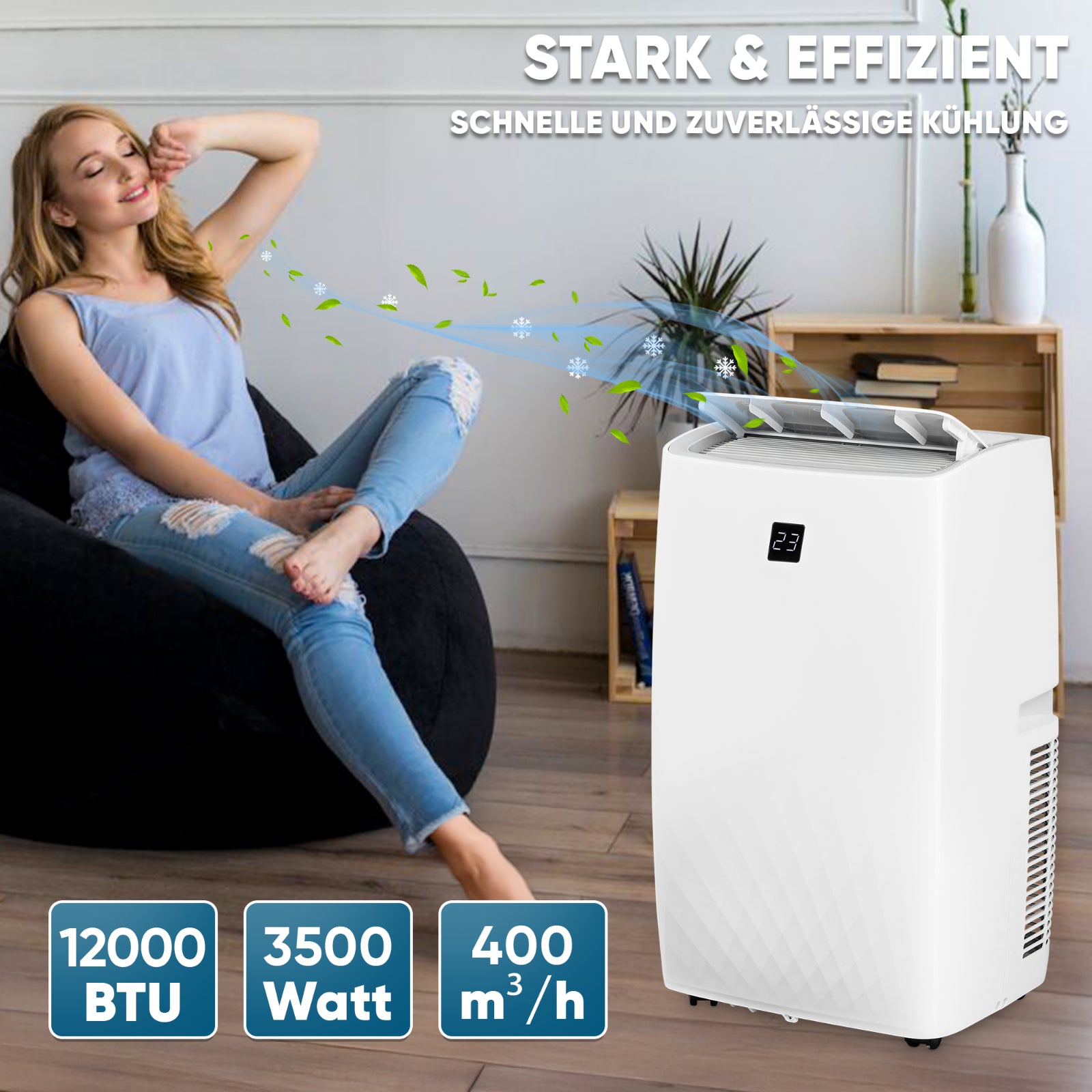 Mobile Klimaanlage Klimagerät 12000 BTU - 3500 Watt Monoblock Luftfilter 3,5 KW